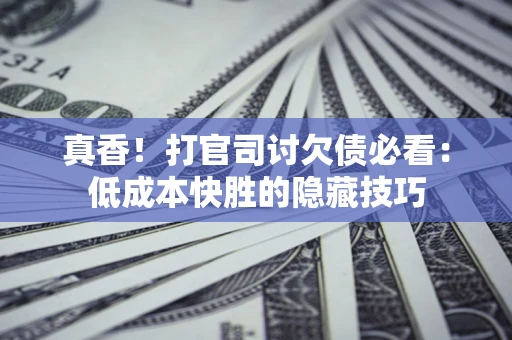 武汉真香！打官司讨欠债必看：低成本快胜的隐藏技巧